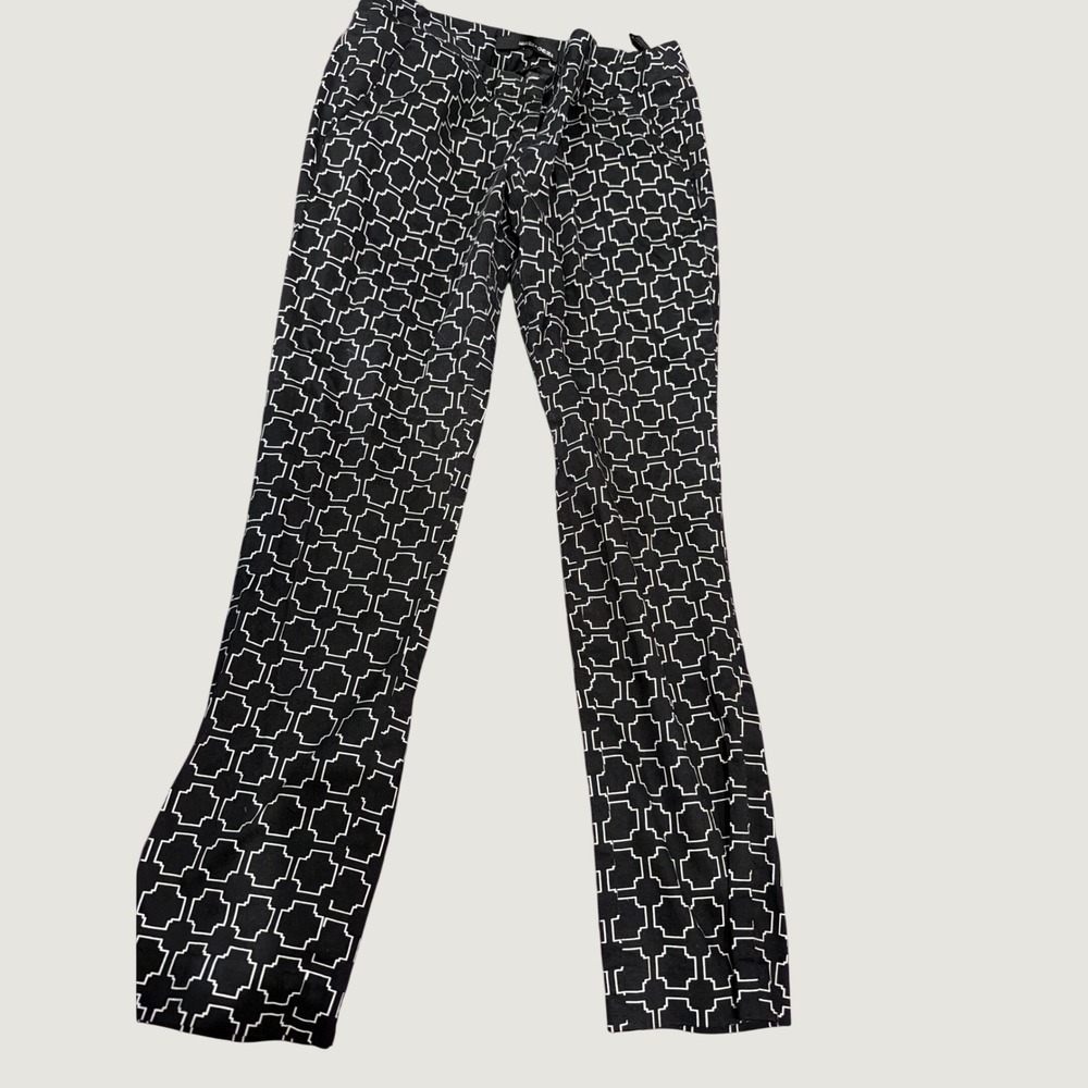 Amanda & Chelsea Black White Geometric Print Slim Ankle Pants Trousers 29x27